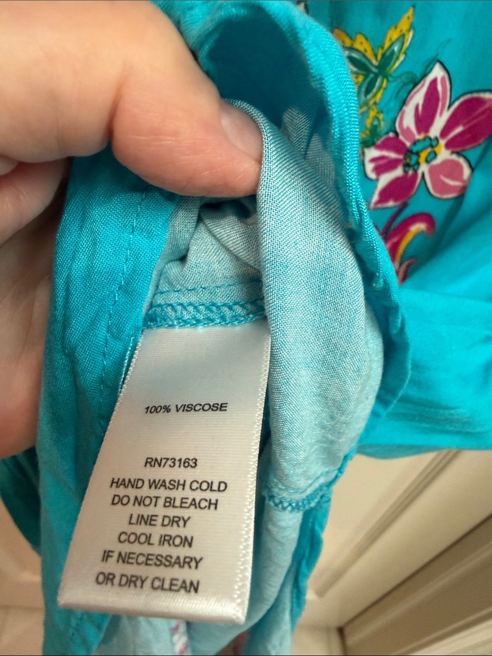 Turquoise Hawaiian Floral Print Tunic - Picture 10 of 10